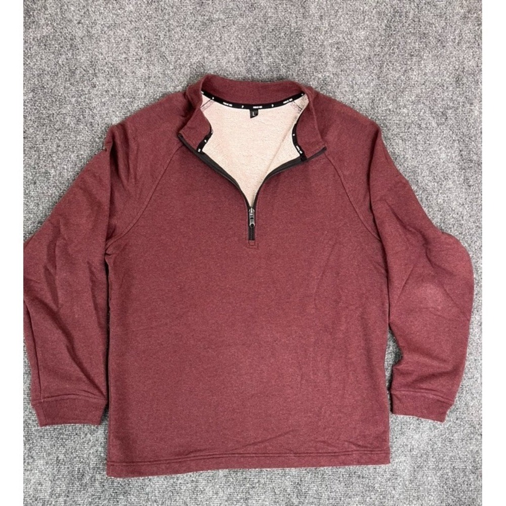 Public Rec Men's Half Zip Pullover Burgundy Sweater‎ Long Sleeve Size L
